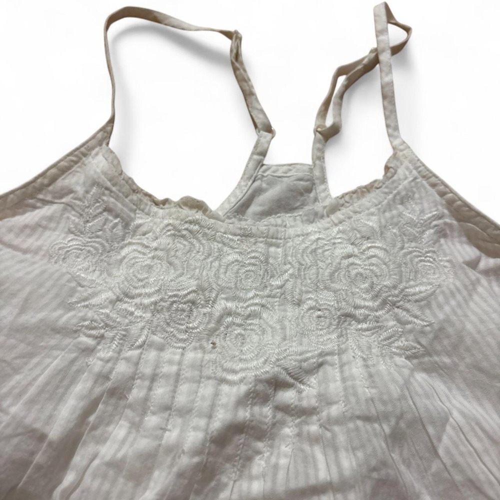 SO White Vintage Style Baby Doll Cami Top XS Floral Embroidered Boho Coquette